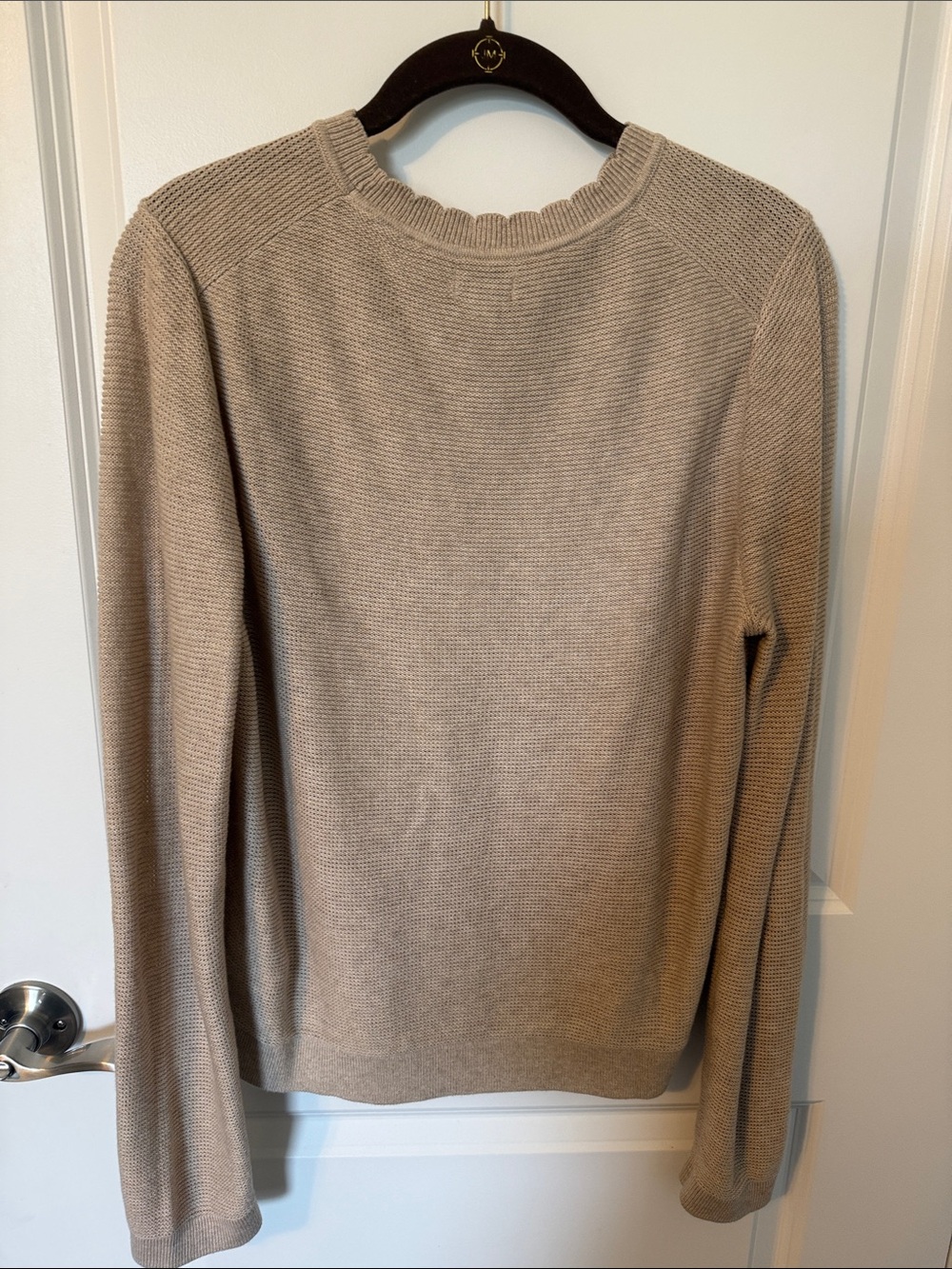 J.Crew Factory Waffle Knit Crewneck Tops Bundle 2 Medium Cream Oatmeal - Picture 6 of 6